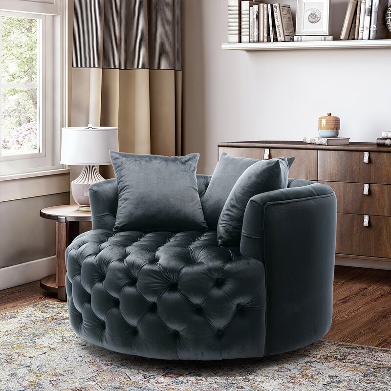 Rosdorf Park Coolmore Modern Akili Swivel Accent Chair Barrel Chair For